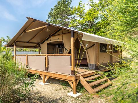 Tente en toile et en bois 5 personnes - Tente lodge tout confort