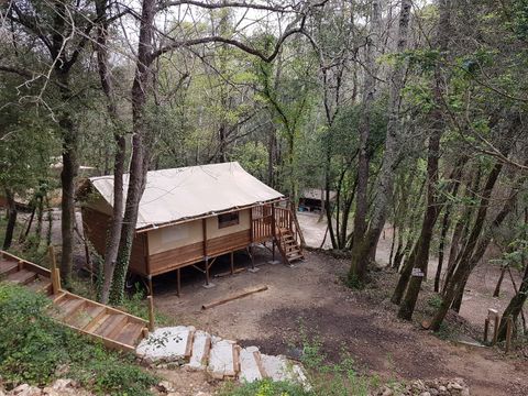 TENTE TOILE ET BOIS 6 personnes - Paillote sur pilotis