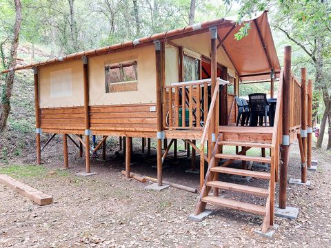 TENTE TOILE ET BOIS 6 personnes - Paillote sur pilotis