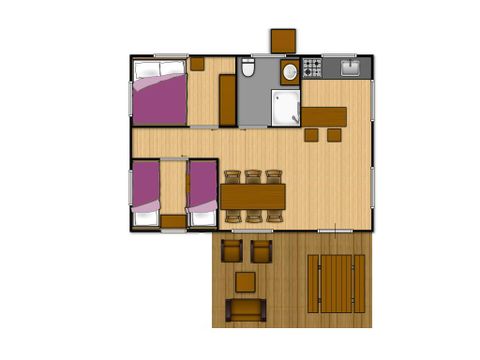 Tente en toile et en bois 5 personnes - Lodge Privilège Nature - 2 chambres