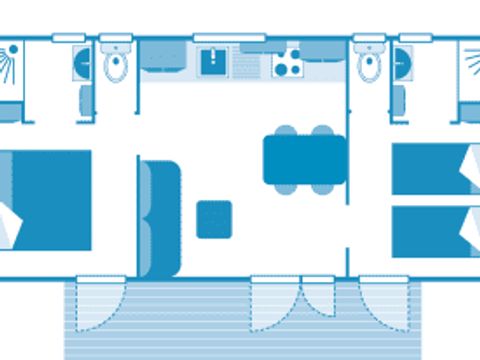 MOBILHOME 4 personnes - Cottage Cocoon 4p 2ch 2Sdb Clim Premium