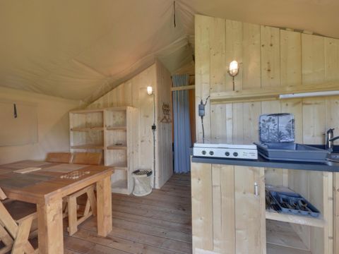 TENTE TOILE ET BOIS 4 personnes - Woody 25 Confort Safari Lodge Tente Salle de bain - 2 chambres