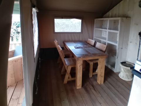 TENTE TOILE ET BOIS 4 personnes - Woody 25 Confort Safari Lodge Tente Salle de bain - 2 chambres