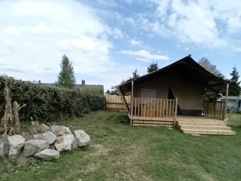 TENTE TOILE ET BOIS 4 personnes - Woody 25 Confort Safari Lodge Tente Salle de bain - 2 chambres