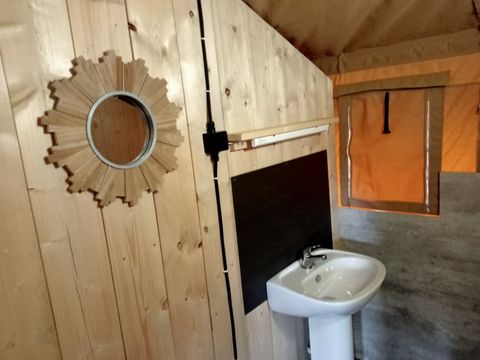 TENTE TOILE ET BOIS 4 personnes - Woody 25 Confort Safari Lodge Tente Salle de bain - 2 chambres