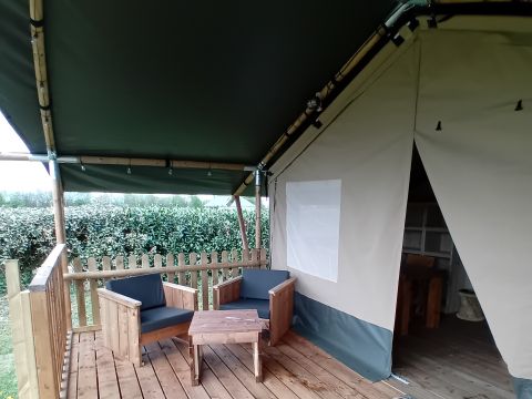 TENTE TOILE ET BOIS 4 personnes - Woody 25 Confort Safari Lodge Tente Salle de bain - 2 chambres