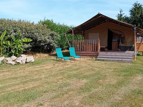 TENTE TOILE ET BOIS 4 personnes - Woody 25 Confort Safari Lodge Tente Salle de bain - 2 chambres