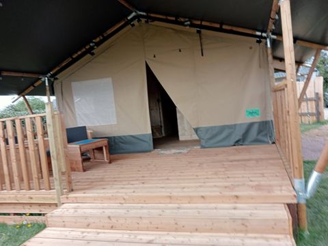 TENTE TOILE ET BOIS 4 personnes - Woody 25 Confort Safari Lodge Tente Salle de bain - 2 chambres