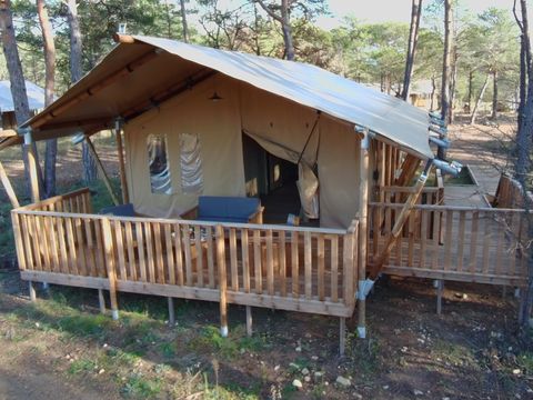Tente en toile et en bois 4 personnes - Tente Lodge - 4 places - PMR