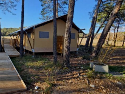 Tente en toile et en bois 4 personnes - Tente Lodge - 4 places - PMR