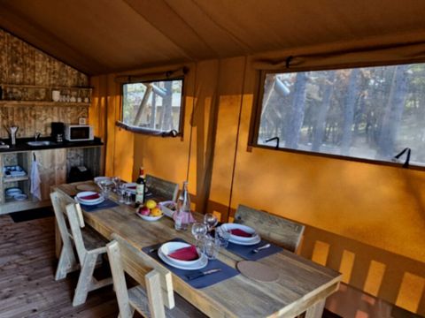 Tente en toile et en bois 4 personnes - Tente Lodge - 4 places - PMR