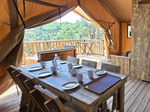 TENTE TOILE ET BOIS 5 personnes - Tente Lodge 3 Pièces 