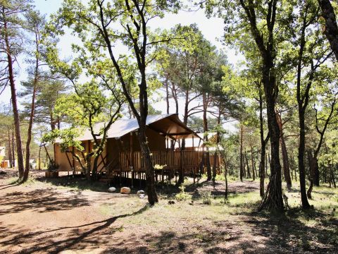 Tente en toile et en bois 5 personnes - Tente Lodge 3 Pièces