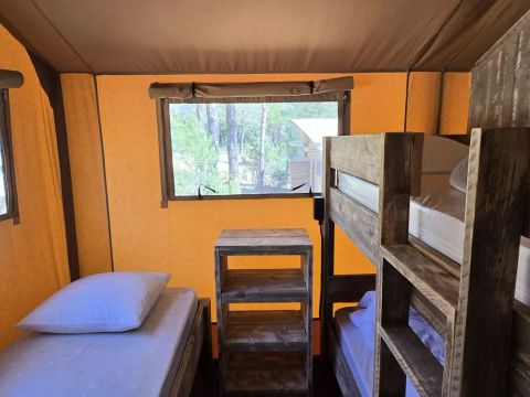 Tente en toile et en bois 5 personnes - Tente Lodge 3 Pièces