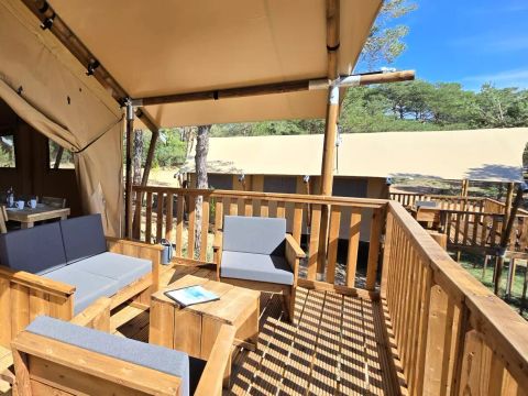 TENTE TOILE ET BOIS 5 personnes - Tente Lodge 3 Pièces 