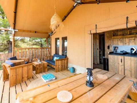 TENTE TOILE ET BOIS 5 personnes - Tente Lodge 3 Pièces 