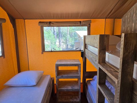Tente en toile et en bois 5 personnes - Tente Lodge - 35 m² - 2 chambres
