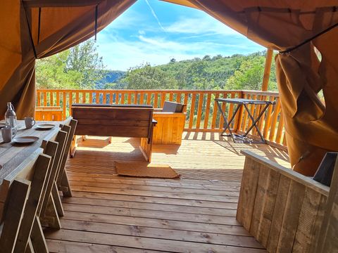Tente en toile et en bois 5 personnes - Tente Lodge - 35 m² - 2 chambres