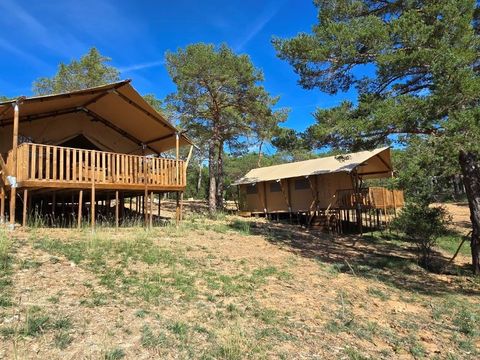 Tente en toile et en bois 5 personnes - Tente Lodge - 35 m² - 2 chambres