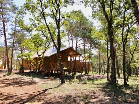 Tente en toile et en bois 5 personnes - Tente Lodge - 35 m² - 2 chambres