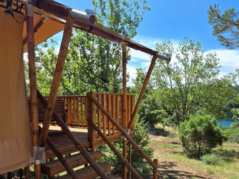 Tente en toile et en bois 5 personnes - Tente Lodge - 35 m² - 2 chambres
