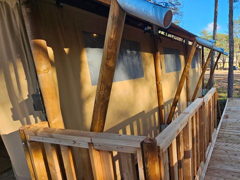 Tente en toile et en bois 4 personnes - Tente Lodge - 35 m² - 2 chambres - PMR