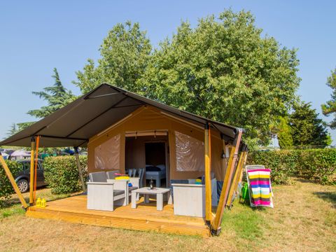 TENTE TOILE ET BOIS 5 personnes - Baska - Tente Safari Confort + climatisation