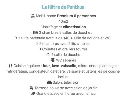 MOBILHOME 6 personnes - Premium 6 personnes - Le Hêtre de Ponthus