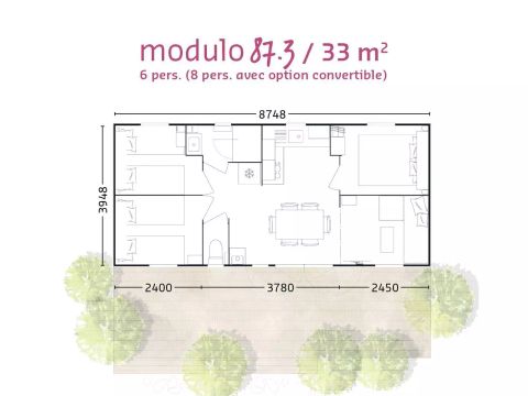 MOBILHOME 8 personnes - Modulo 4 Pièces 6/8 Personnes Climatisé + TV