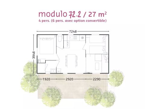 MOBILHOME 6 personnes - Modulo 3 Pièces 4/6 Personnes Climatisé + TV