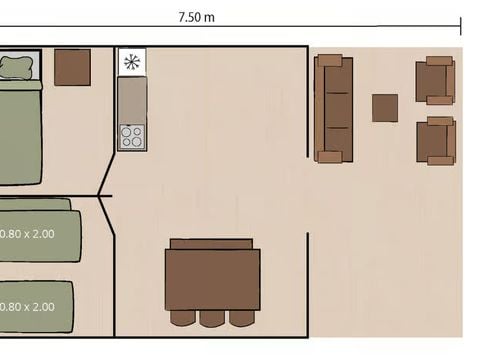 Tente en toile et en bois 5 personnes - Koversada Camping Resort - Tente Safari de luxe