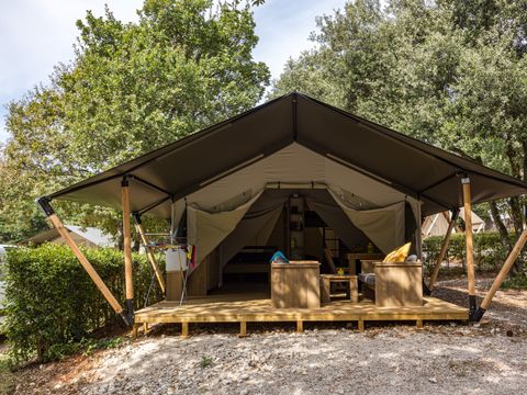 Tente en toile et en bois 5 personnes - Naturist Solaris - Tente Safari Confort