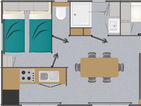 MOBILHOME 6 personnes - LUXE 3 chambres (clim - lave-vaisselle - TV - terrasse couverte 17m² - superficie 34m²)