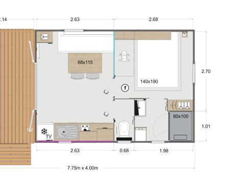 MOBILHOME 4 personnes - Eden Solo - 1 chambre + TV