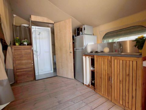 Tente en toile et en bois 5 personnes - Lodge 2ch 5p