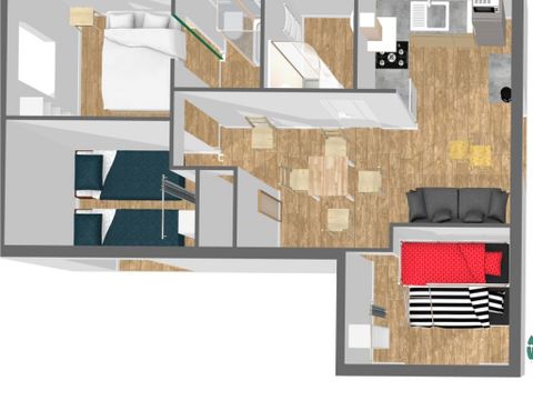 CHALET 7 personnes - Tribu 3ch - 7/9 pers (2 personnes supplémentaires possible contacter le camping)