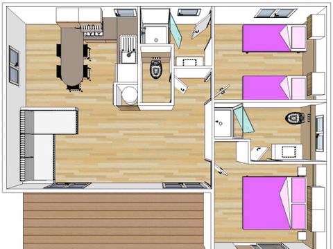 Chalet 4 personnes - Vacances - 2 chambres - 4/6p - 2 personnes supplémentaires possible en supplément contacter le camping