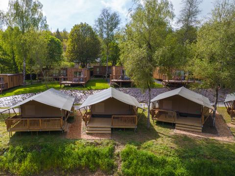 Tente en toile et en bois 4 personnes - Tente Safari I 4 personnes I Salle de bain privée