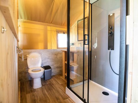 Tente en toile et en bois 4 personnes - Tente Safari I 4 personnes I Salle de bain privée