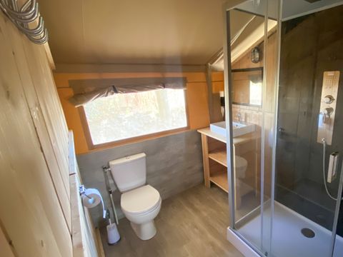 Tente en toile et en bois 4 personnes - Tente Safari I 4 personnes I Salle de bain privée