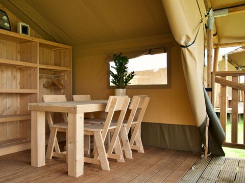 Tente en toile et en bois 4 personnes - Tente Safari I 4 personnes I Salle de bain privée