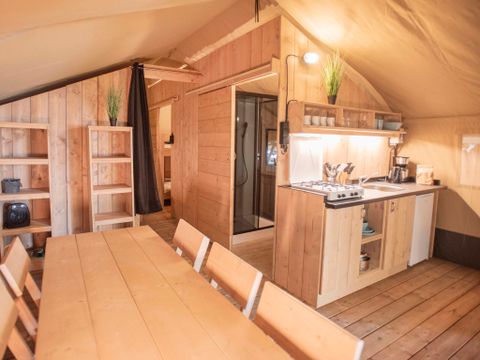 Tente en toile et en bois 4 personnes - Tente Safari I 4 personnes I Salle de bain privée