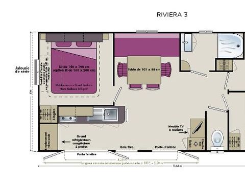 MOBILHOME 6 personnes - 3 chambres Riviera  climatisé 32m²