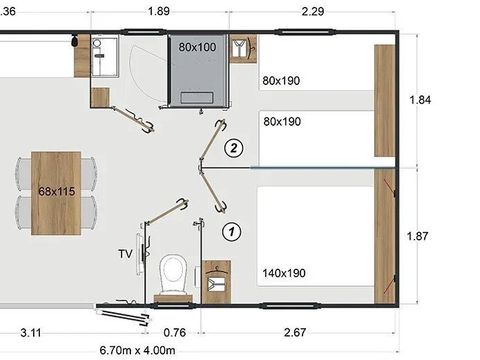 CHALET 4 personnes - Chalet 2 chambres - Lescar Chalet D015