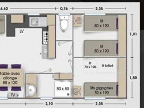 MOBILHOME 8 personnes - Mobil-home 3 chambres - BORA E10
