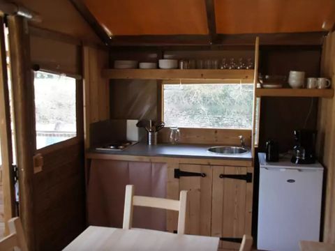 Tente en toile et en bois 6 personnes - Tente Lodge Olivier 2ch 6 pers