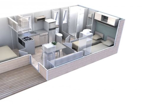 MOBILHOME 4 personnes - Esterel - VIP Confort EVO - 29m²- Vue Mer et Jacuzzi
