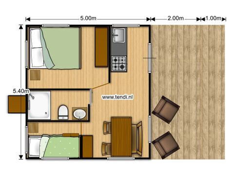 TENTE TOILE ET BOIS 4 personnes - y compris les installations sanitaires