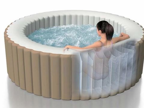 Tente en toile et en bois 5 personnes - Tente Glamping avec Salle de Bain, Amber 44 m², Premium - JACUZZI
