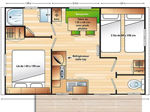 MOBILHOME 4 personnes - Mobil home Super Vénus - 24m² - 2 chambres - 2 Adultes maxi. + 2 enfants - de 13 ans